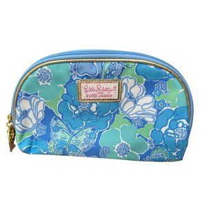 Estee Lauder Lilly Pulitzer Blue Floral Cosmetic Makeup Bag